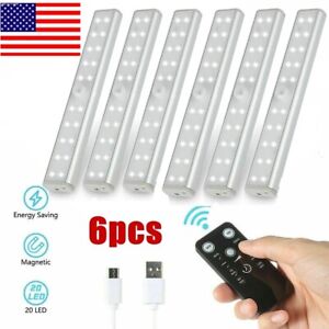 6pack 20LED Remote Control Light Night Cabinet Closet Battery Power Portable Bar