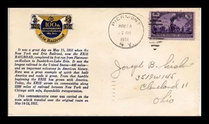 DR JIM STAMPS US COVER ERIE RAILROAD 100TH ANNIVERSARY CARRIED ON TRAIN - Picture 1 of 2