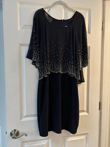 Joseph Ribkoff Royal Sapphire Stretch Jersey Layered Sheath Dress Size 14 - Picture 1 of 5