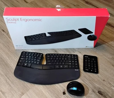 Microsoft Sculpt Ergonomic Wireless Desktop Keyboard Mouse Combo L6V-00001 - Image 1 of 4