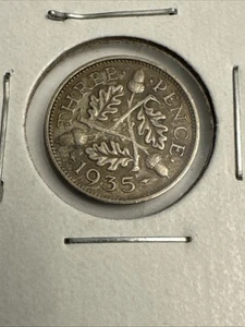 1935 Great Britain Threepence King George V Coin .500 Silver - Picture 1 of 2
