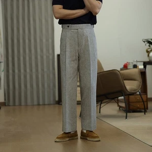 Pantalone uomo gurkha vita regolabile pantalone largo dritto lino/cotone - Foto 1 di 12