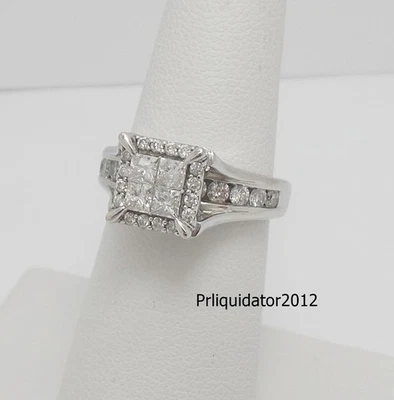 1.38CT Natural Diamond Halo Anniversary Engagement Wedding Ring 14K White Gold - Image 1 of 4