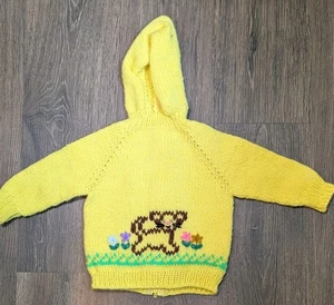 Handgefertigter Unisex Strickpullover mit Katzenmotiv Größe 18 Monate Cowichan Pullover - Bild 1 von 2