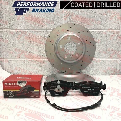 Für BMW 518d 520d 525d 530d F10 F11 Heck Gelochte Bremsscheiben Mintex Pads Wire - Bild 1 von 2