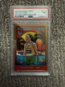 2023-24 Bowman U Best Caitlin Clark Victory Vibes refractor de oro/50 PSA 9 - Imagen 1 de 2