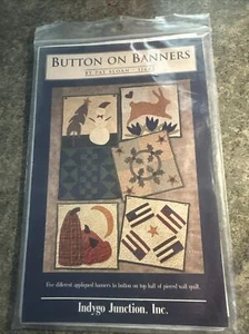 Indygo Junction Button On Banners 5 Appliqué Quilted Banners Pat Sloan Craft Sew - Picture 1 of 8