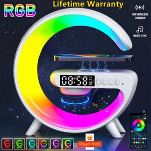 LED Lamp Smart G Bluetooth Speaker Wireless Charger RGB Alarm Clock Night Light - Zdjęcie 1 z 14