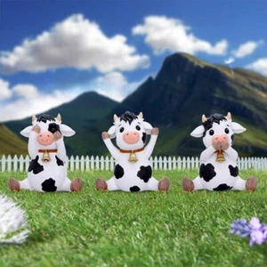 Drei weise Kühe hören sehen reden nicht böse Statuen Figuren süß Bauernhof Thema Cuties - Bild 1 von 5