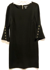 Liz Claiborne Womens Black Dress 12 Bell Sleeves Polyester RN 93677 - Picture 1 of 17