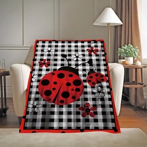 Manta de franela polar diseño Ladybug ligera ultra suave para sofá cama - Imagen 1 de 11