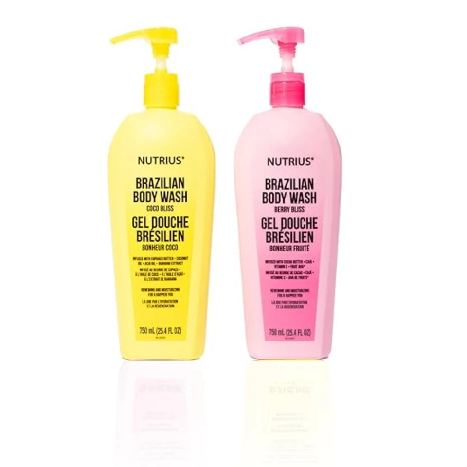 Nutrius Brazil Body Wash Coco Bliss & Berry Bliss 25,4 жидкой унции 2 упаковки - Изображение 1 из 4