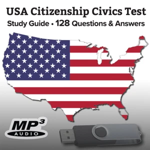 2025 USA Citizenship Civics Test Questions/Answers Study Guide Audio USB-ENGLISH - Picture 1 of 12