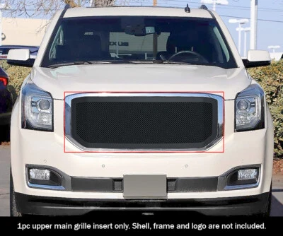 Se adapta a GMC Yukon/Denali 2015-2020 superior principal acero inoxidable malla negra inserto Foto 1 de 4