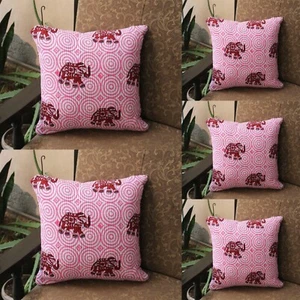 Indian Quilt 24x24" Cushion Hand Block 4 Pcs. Sofa Decor Pillow Cushion Cover AU - Picture 1 of 5