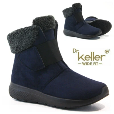 DR KELLER LADIES NEW SNOW BOOTS WINTER WEDGE HEEL WARM FAUX FUR LINED COMFORT WOMEN ANKLE