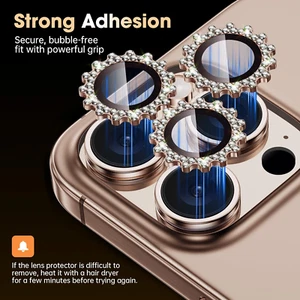 Pour iPhone 16 15 14 13 12 Pro Max Bling Diamond HD Clarté Caméra Lentille Protecteur - Photo 1 sur 16