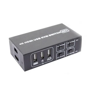 Metal KVM Switcher Input Source Switching HDMIcompatible 4 in 1 Out Control - Afbeelding 1 van 8