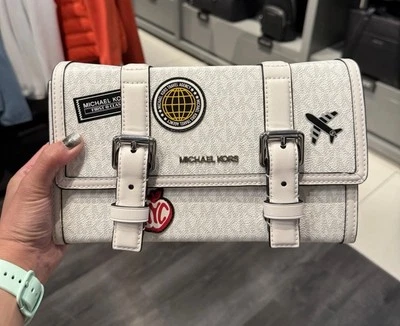 Michael Kors Cooper Embellished Signature Logo Trunk Crossbody Bag Bright White - Image 1 of 4