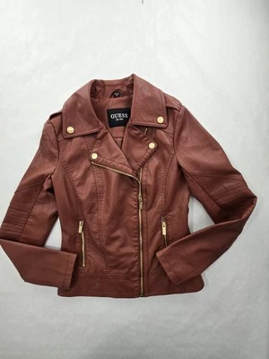 Chaqueta Guess Moto Mujer Imitación Cuero Talla XS Rojo Borgoña Foto 1 de 4