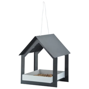 Futterhaus Vogelhaus Futterstelle Futterspender anthrazit weiss Vogeltreff Metal - Bild 1 von 3