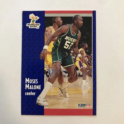 1991-92 Fleer Basketball Card #315 Moses Malone Milwaukee Bucks - Image 1 of 2