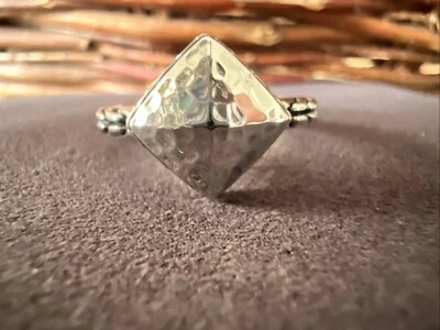 Anillo de plata esterlina John Hardy cúpula martillada con cadena de trigo talla 7 Foto 1 de 4