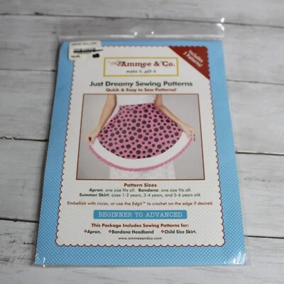 Sewing Pattern Skirt Apron Bandana Headband Girl's Size 2T 3T 4T 5T 5 6 Beginner - Image 1 of 3
