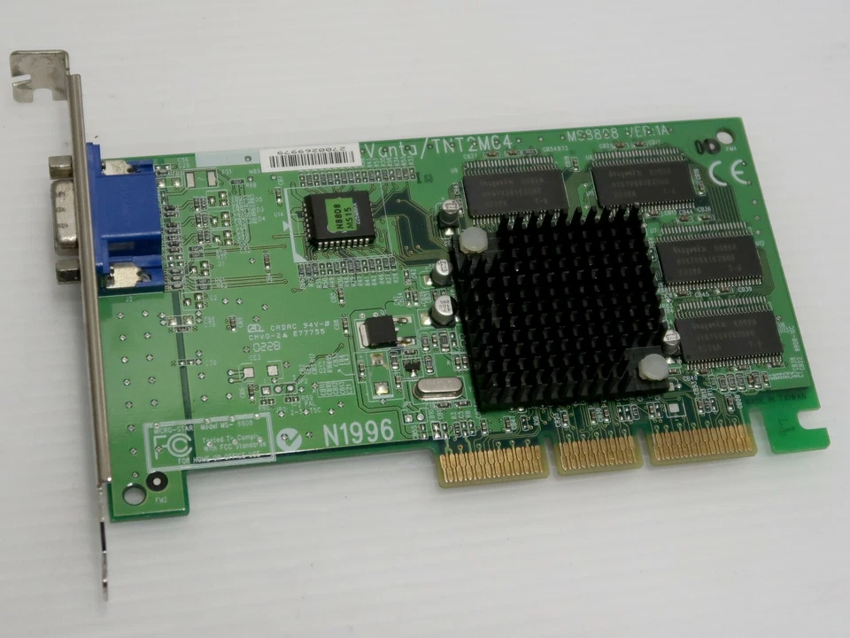 nVidia Riva TNT2 M64, 32MB SDR, 64 BIT, AGP 2x/4x, MSI MS8808 - WORKING 100% - Image 1 of 4