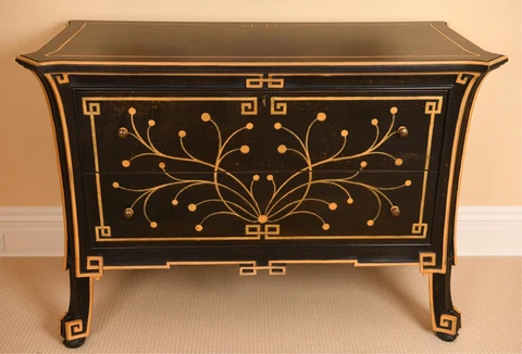 Contemporary Two-Drawer Custom Chest With Greek Key Motif Cover