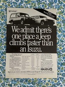 Vintage 1988 Isuzu Trooper II Print Ad Comparison VS. Jeep - Picture 1 of 7