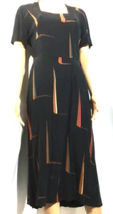 Vestido de seda hecho a mano estampado surrealista vintage de los años 30 corte sesgado cintura antes de la guerra - Imagen 1 de 22
