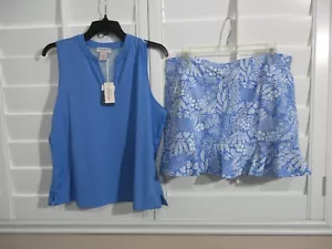 NWT TOMMY BAHAMA SHIRT and FLOUNCE SKORT SET BLUE and WHITE size X-LARGE - Picture 1 of 16
