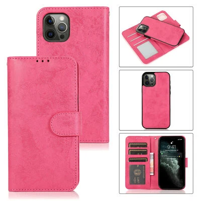 Retro Detachable Card Wallet Stand Case For iPhone 12 11 13 Pro Max XR XS 7 8 SE - Image 1 of 4