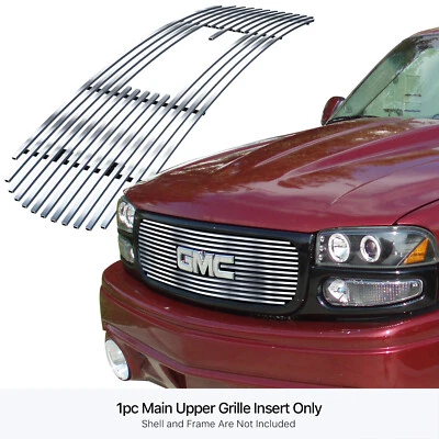 Para GMC Sierra 1500/2500/3500 2001-2002 Logo Mostrar rejilla superior de acero inoxidable Billet Foto 1 de 4