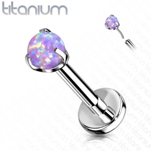 Implant Grade titanium Push In Claw set Opal Top Lip Labret Ear Cartilage  - Picture 1 of 12