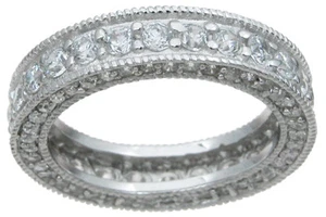 Anillo de banda eterna para mujer 1,5 quilates CZ novia 925 plateado talla 5-9 - Imagen 1 de 3