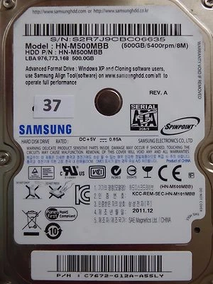 500 GB Samsung HN-M500MBB / 2011.12 / PCB: M8_REV.03 #37 #39 #40 - Bild 1 von 3