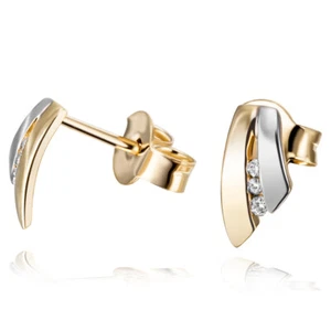 Pareja de pendientes Goldmaid oro 585 bicolor brillantes juntos 0,04 ct. NUEVO - Imagen 1 de 3