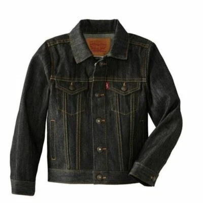 Levi's Jean Jacket Boys Trucker Red Tab Youth Teen Levi Denim, Dark Wash, XL $58 - Image 1 of 4