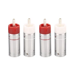 4 Stück Kupfer Versilbert Cinch Stecker HiFi Audio Kabel Zum Selbermachen Cinch Stecker 9 mm Offen - Bild 1 von 7