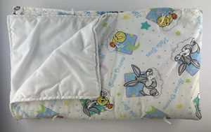 Vntg 1998 Looney Tunes Baby Bugs & Tweety Crib Blanket Cotton Fiber Filled Tuft - Picture 1 of 7