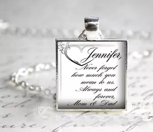 Personalized Your Custom Message Pendant Charm or Key Chain Name & Saying Heart - Picture 1 of 1