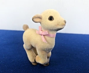 Hallmark Merry Miniature Flocked Fuzzy Flocked Lamb w/ Pink Bow 1984 Easter - Picture 1 of 7