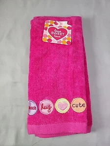 Love Sweet Love Fingertip Towels 2pk Pink With Hearts 100% Cotton - Bild 1 von 5