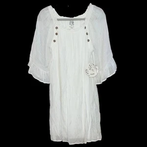 Naif weißes Boho Kleid | Rüschenärmel | feminines Midi | Größe L | Neu mit Etikett - Bild 1 von 11