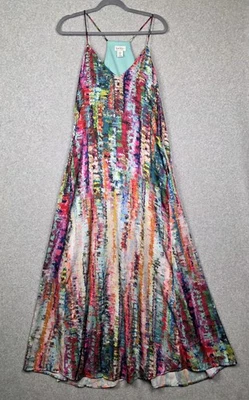 Vestido Nicole Miller New York Mujer Mediano Multicolor Abstracto Maxi Bolsillos Foto 1 de 4