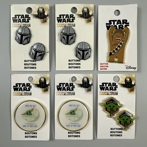 Disney Star Wars Mandalorian Grogu Baby Yoda Chewbacca Set Of 9 Buttons - Picture 1 of 7