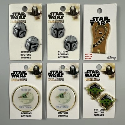 Disney Star Wars Mandalorian Grogu Baby Yoda Chewbacca Set Of 9 Buttons - Image 1 of 4