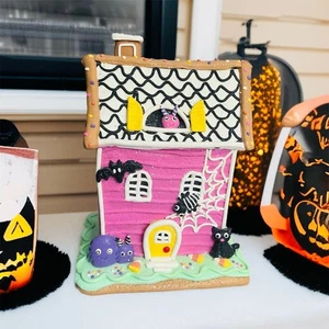 Seltene gruselige LED Spukhaus Halloween beleuchtet Glitzer rosa gruselige Deko - Bild 1 von 7